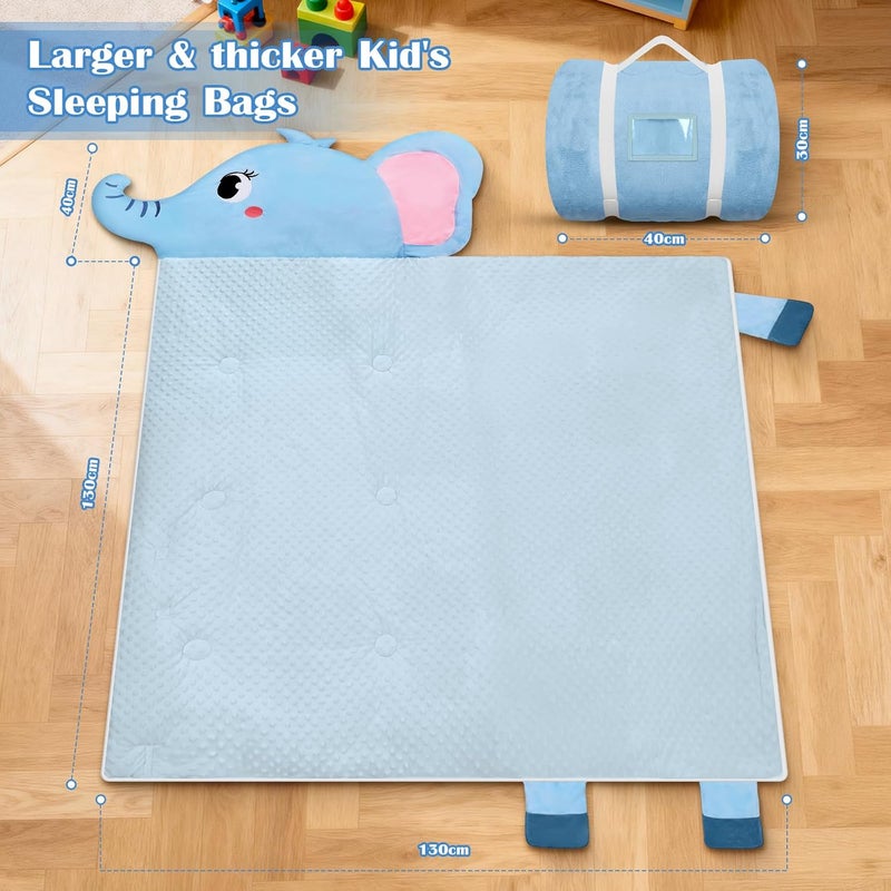 alldomess Toddler Nap Mat,Elephant Kids Sleeping Bag 67‘’×27‘’,Extra Large Slumber Bag Thick with Removable Pillow for Girls Boys,Soft Plush Roll Up Sleeping Mat Lightweight for Preschool,Daycare,Travel - Image 2